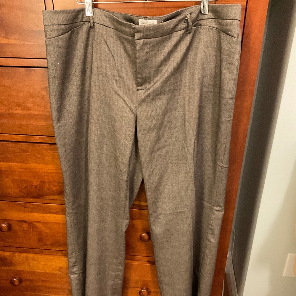 Coldwater Creek Brown/Gold Flecked Herringbone Trouser Wide Leg, 18W